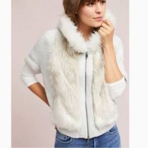 Anthropologie Sleeping on Snow Faux Fur sweater